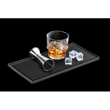 Tapis de Bar Antid&eacute;rapant en Caoutchouc Noir, S&eacute;chage et Stockage de Verres - Hendi