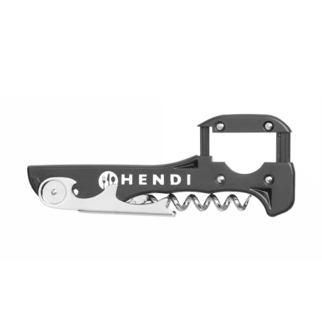 Tire-bouchon Sommelier Professionnel 3-en-1 avec Cutter, Acier Inoxydable et ABS - Hendi