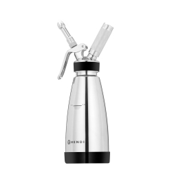 Siphon &agrave; Chantilly Thermo en Inox Double Paroi, 0,5 L, Chaud/Froid, avec Douilles et Brosse de Nettoyage - Hendi