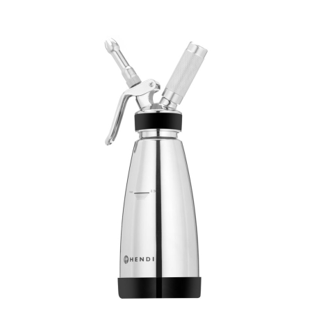 Siphon &agrave; Chantilly Thermo en Inox Double Paroi, 0,5 L, Chaud/Froid, avec Douilles et Brosse de Nettoyage - Hendi