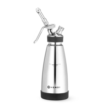 Siphon &agrave; Chantilly Thermo en Inox Double Paroi, 0,5 L, Chaud/Froid, avec Douilles et Brosse de Nettoyage - Hendi