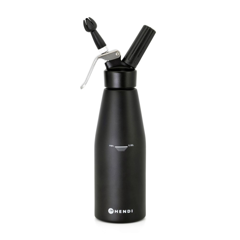 Siphon &agrave; Chantilly Professionnel Kitchen Line, 0,95L, Noir, en Aluminium - Hendi