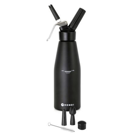 Siphon &agrave; Chantilly Professionnel Kitchen Line, 0,95L, Noir, en Aluminium - Hendi