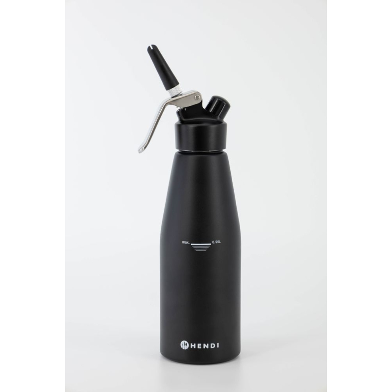 Siphon &agrave; Chantilly Professionnel Kitchen Line, 0,95L, Noir, en Aluminium - Hendi