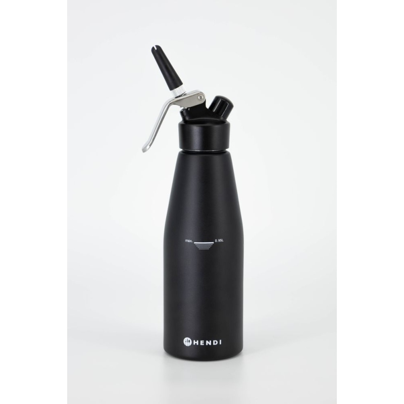 Siphon &agrave; Chantilly Professionnel Kitchen Line, 0,95L, Noir, en Aluminium - Hendi