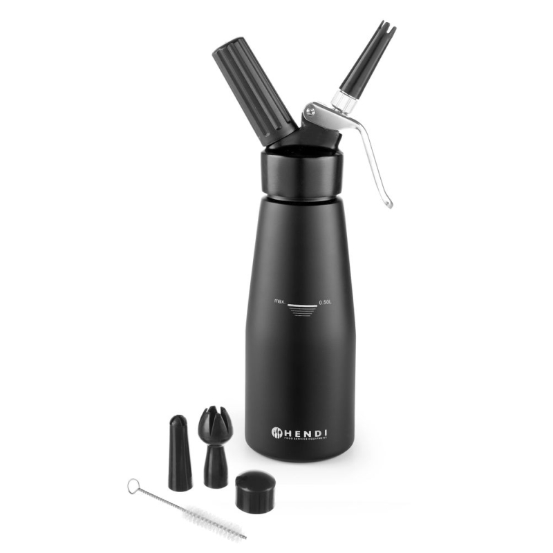 Siphon &agrave; Chantilly Professionnel Aluminium Noir 0,5L Kitchen Line - Hendi