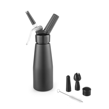 Siphon &agrave; Chantilly Professionnel Aluminium Noir 0,5L Kitchen Line - Hendi