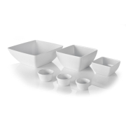 Saladier carr&eacute; en m&eacute;lamine blanc 270x270x105mm - 561584 - Hendi