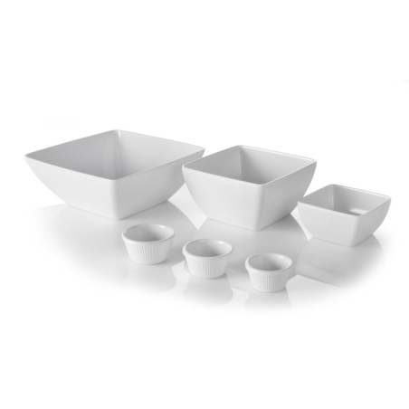 Saladier Carr&eacute; en M&eacute;lamine Blanc 13x13cm - Hendi