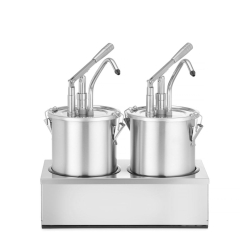 Distributeur de sauce double en acier inoxydable avec pompe 9L - Hendi