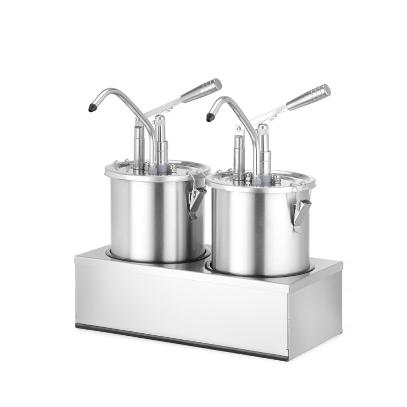 Distributeur de sauce double en acier inoxydable avec pompe 9L - Hendi