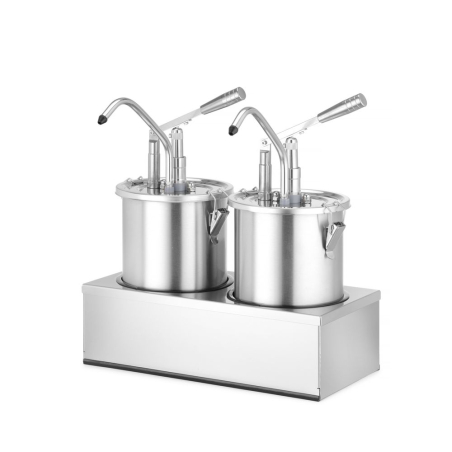 Distributeur de sauce double en acier inoxydable avec pompe 9L - Hendi