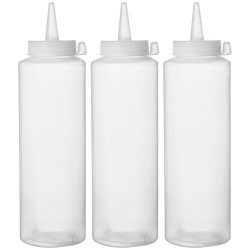 Lot de 3 Flacons Distributeurs Transparents 0,2L pour Sauce et Condiment - Hendi