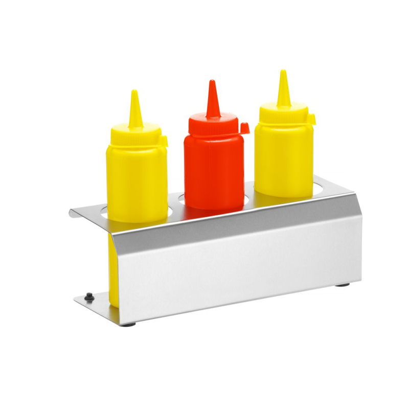 Support &agrave; sauces professionnel, 3 trous &oslash;57 mm, Inox 18/0, 229x90x78mm - Hendi