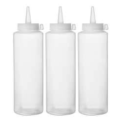 Sets de 3 Flacons Distributeurs &agrave; Sauce en Poly&eacute;thyl&egrave;ne, 0,35L, Transparents - Hendi
