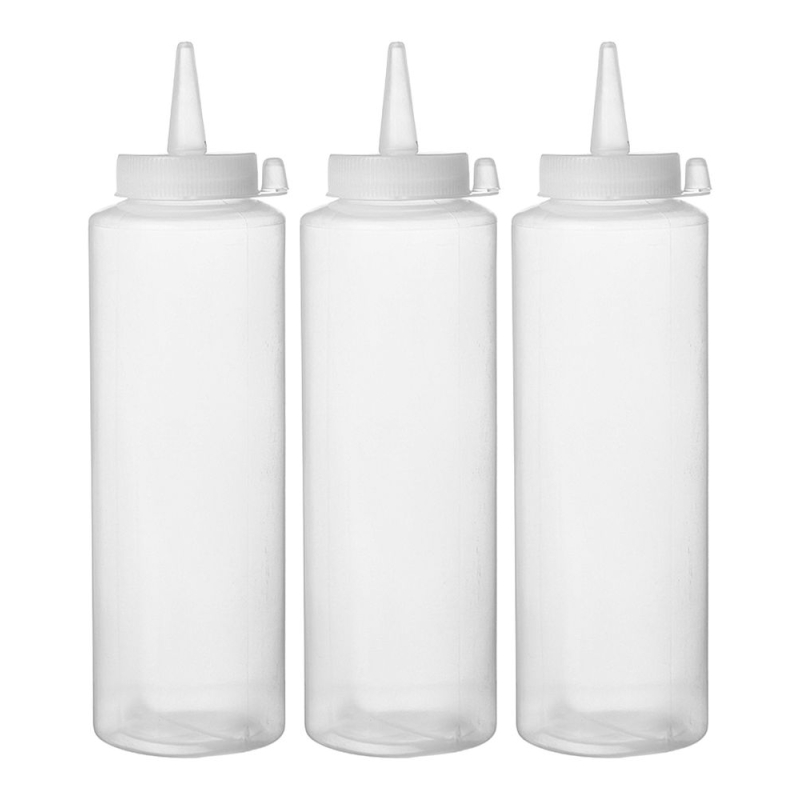 Sets de 3 Flacons Distributeurs &agrave; Sauce en Poly&eacute;thyl&egrave;ne, 0,35L, Transparents - Hendi