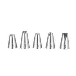 Douilles de d&eacute;coration p&acirc;tisserie, Set 5 pi&egrave;ces pour fleurs et p&eacute;tales - Hendi