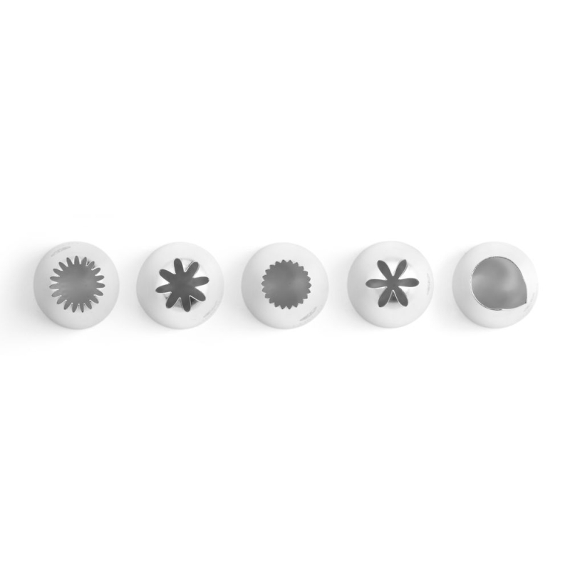 Douilles de d&eacute;coration p&acirc;tisserie, Set 5 pi&egrave;ces pour fleurs et p&eacute;tales - Hendi