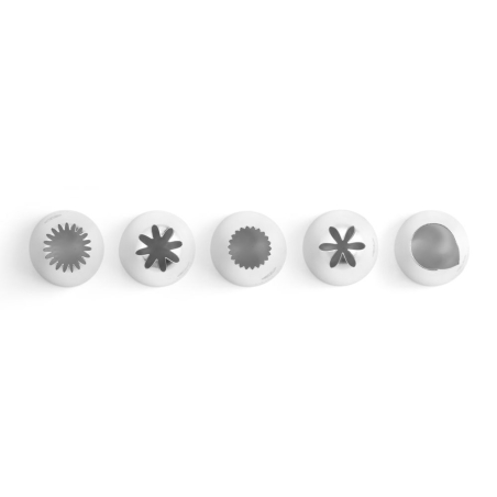 Douilles de d&eacute;coration p&acirc;tisserie, Set 5 pi&egrave;ces pour fleurs et p&eacute;tales - Hendi