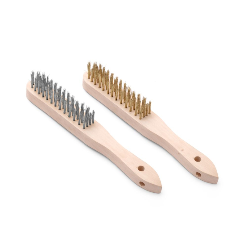 Set de 2 brosses m&eacute;talliques Inox & Laiton pour nettoyage - Hendi