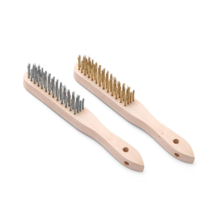 Set de 2 brosses m&eacute;talliques Inox & Laiton pour nettoyage - Hendi