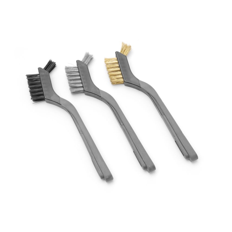 Set de 3 Brosses M&eacute;talliques &Eacute;troites (Inox, Cuivre, Nylon) pour Grill et Plaque de Cuisson - Hendi