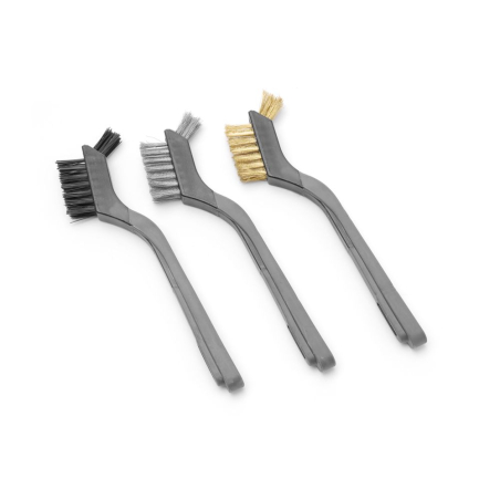 Set de 3 Brosses M&eacute;talliques &Eacute;troites (Inox, Cuivre, Nylon) pour Grill et Plaque de Cuisson - Hendi