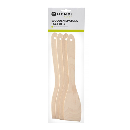 Lot de 4 Spatules de Cuisine en Bois, 300x55mm - Hendi