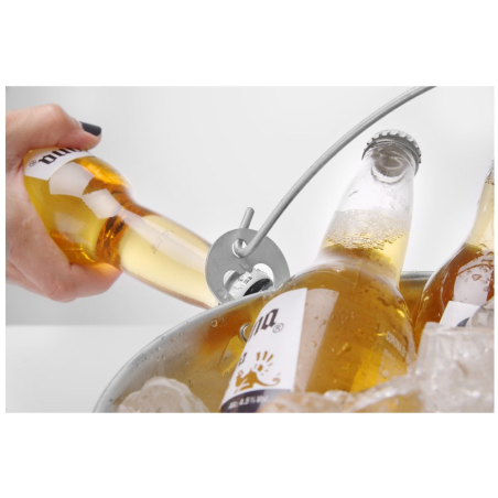 Seau &agrave; bi&egrave;re BarUp en acier inoxydable, ⌀230x(H)180mm, avec d&eacute;capsuleur int&eacute;gr&eacute; - Hendi
