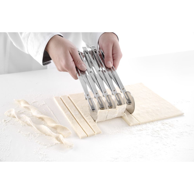 Rouleau multi-coupe professionnel avec 5 roulettes inox, r&eacute;glable 13-125mm - Hendi