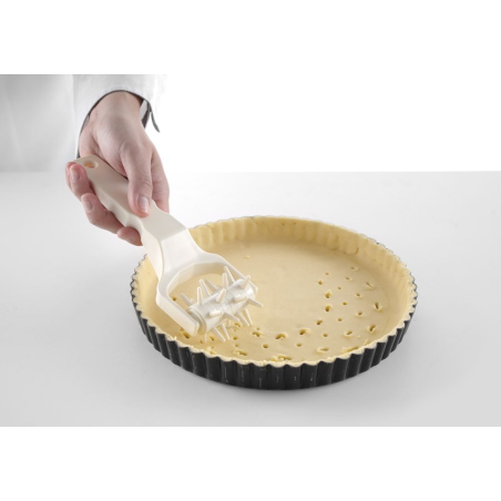 Roulette pique-p&acirc;te &agrave; tarte et pizza en plastique pour &eacute;viter le gonflement - Hendi