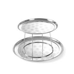 Pr&eacute;sentoir Support Plateau Fruits de Mer Double Inox &Oslash;400x(H)200mm - Hendi