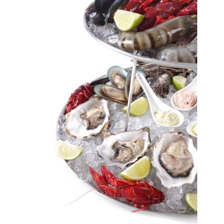 Pr&eacute;sentoir Support Plateau Fruits de Mer Double Inox &Oslash;400x(H)200mm - Hendi