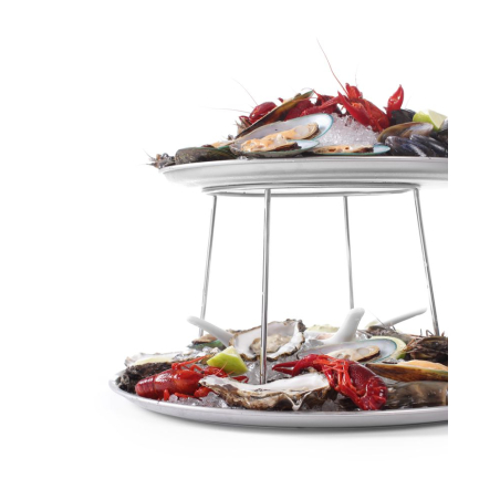 Pr&eacute;sentoir Support Plateau Fruits de Mer Double Inox &Oslash;400x(H)200mm - Hendi