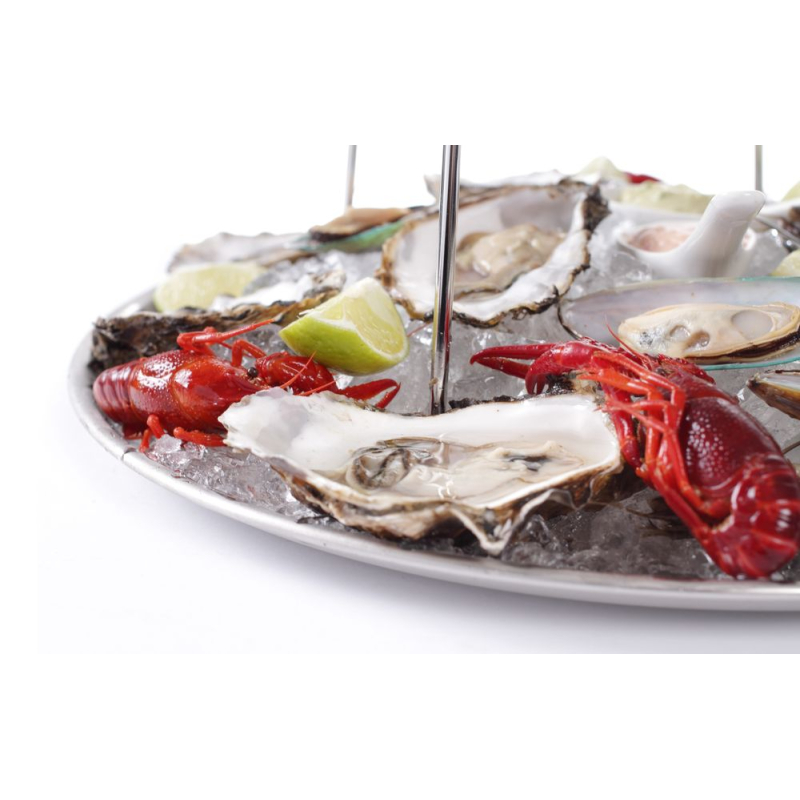 Pr&eacute;sentoir Support Plateau Fruits de Mer Double Inox &Oslash;400x(H)200mm - Hendi