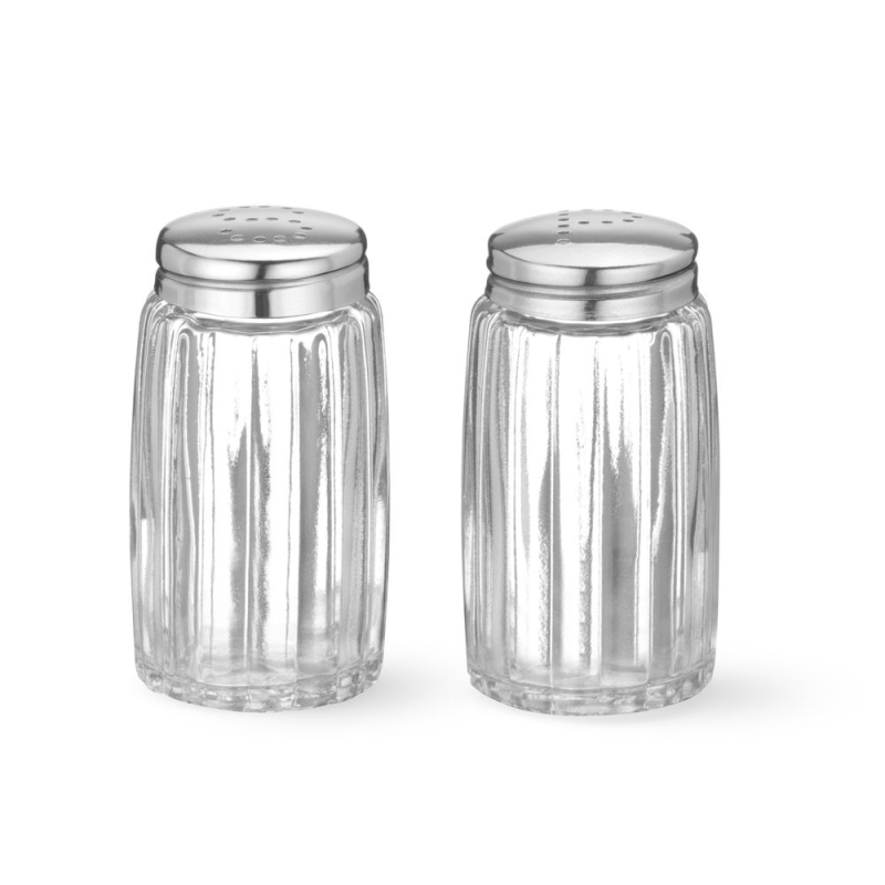 Set Sali&egrave;re Poivri&egrave;re Verre Bouchon Acier Inoxydable, ⌀40x(H)70mm - Hendi