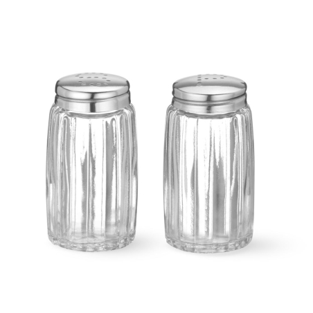 Set Sali&egrave;re Poivri&egrave;re Verre Bouchon Acier Inoxydable, ⌀40x(H)70mm - Hendi