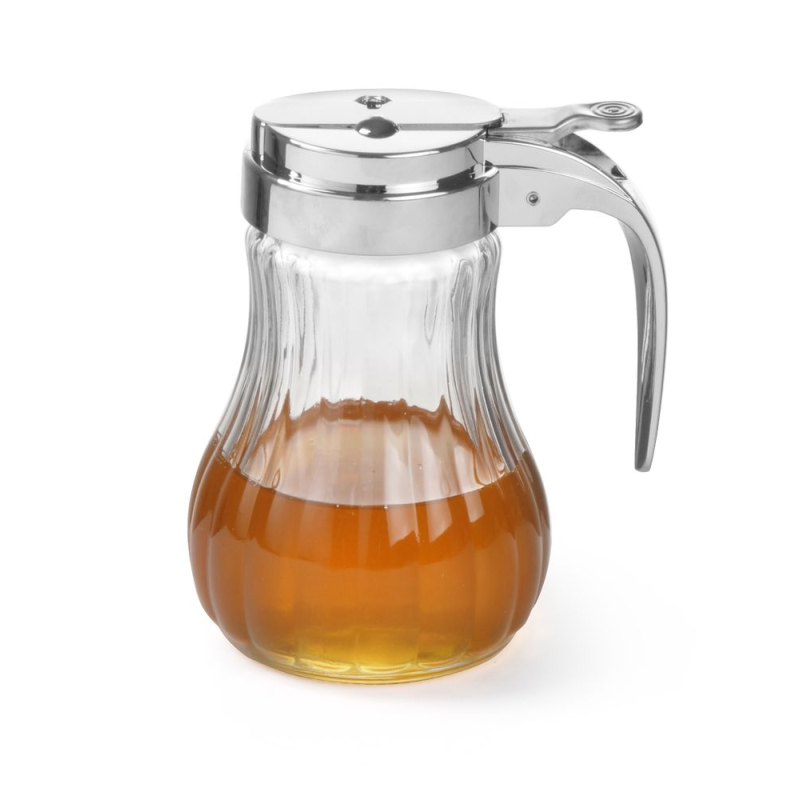 Verseur &agrave; miel en verre avec levier acier inoxydable ⌀80x(H)115mm - Hendi