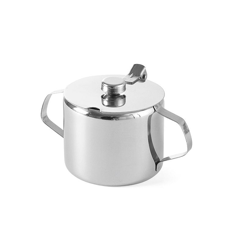 Sucrier en acier inoxydable avec couvercle &agrave; charni&egrave;re, 0,3 L, &Oslash; 85x(H) 80 mm - Hendi
