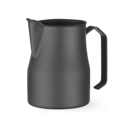 Pot &agrave; lait moussage Inox Noir Mat, bec verseur en V, 0,7L - Hendi