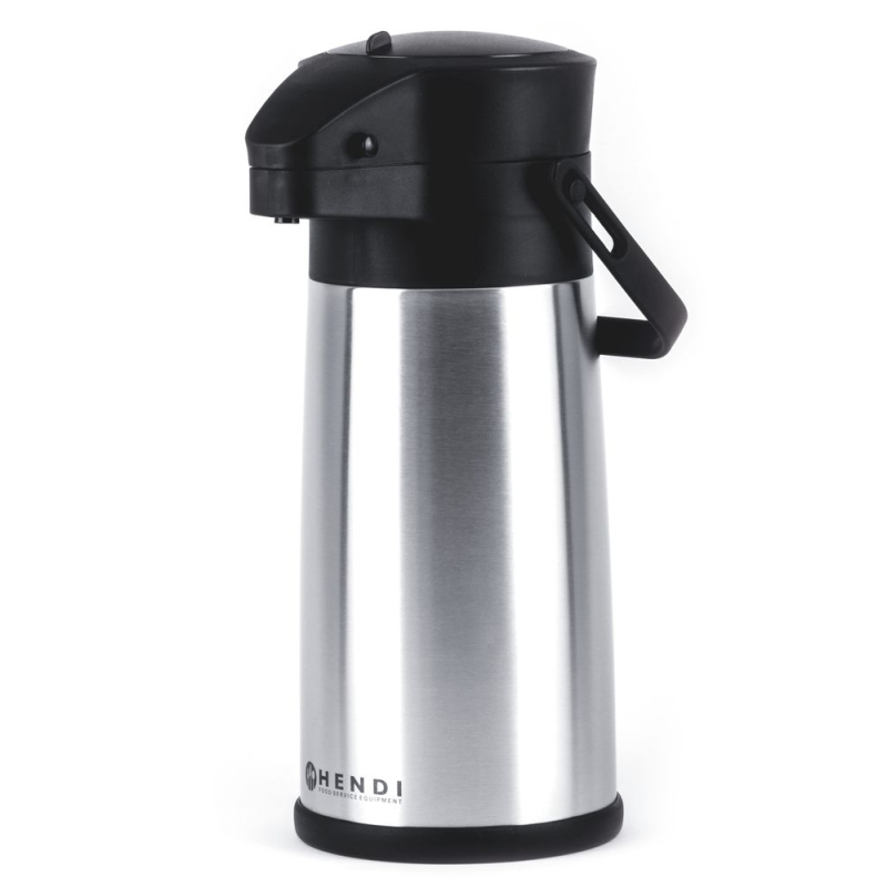 Pot &agrave; pompe isotherme en acier inoxydable 2,2L pour boissons chaudes/froides - Hendi