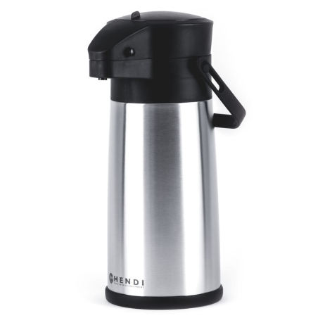 Pot &agrave; pompe isotherme en acier inoxydable 2,2L pour boissons chaudes/froides - Hendi