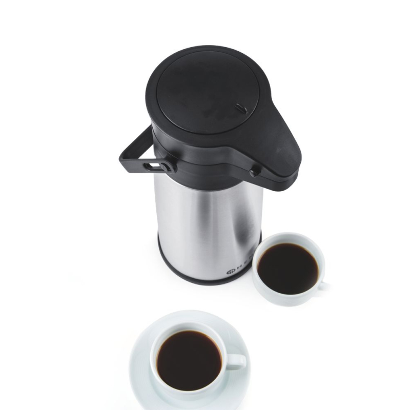 Pot &agrave; pompe isotherme en acier inoxydable 2,2L pour boissons chaudes/froides - Hendi