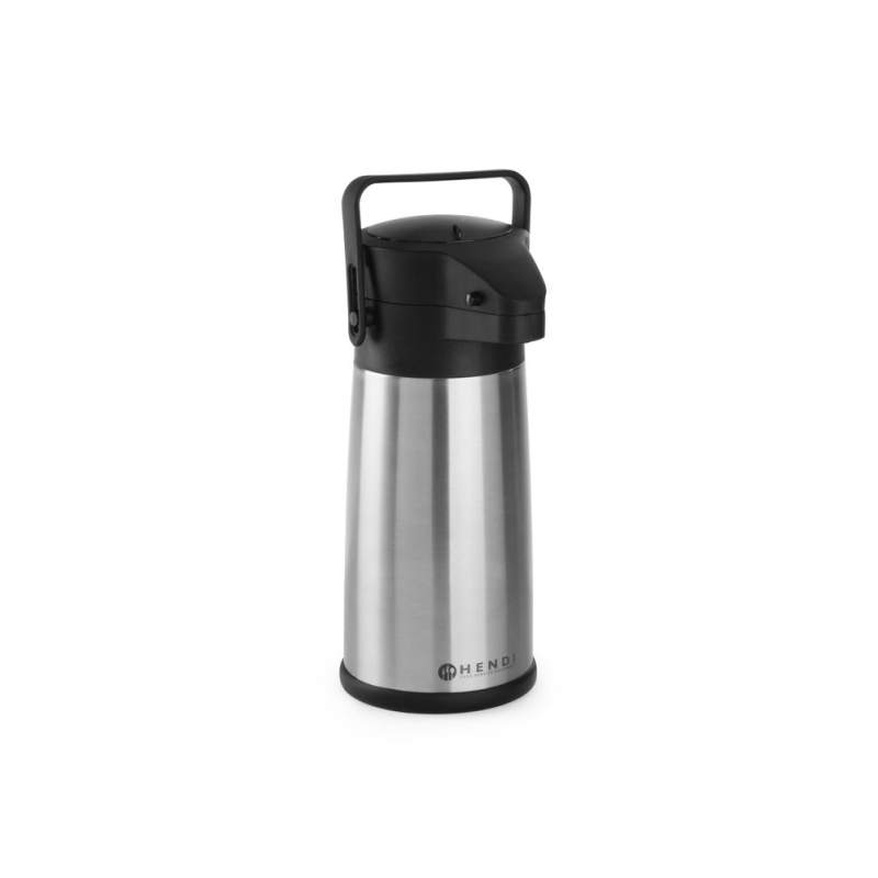 Pot &agrave; pompe isotherme en acier inoxydable 2,2L pour boissons chaudes/froides - Hendi