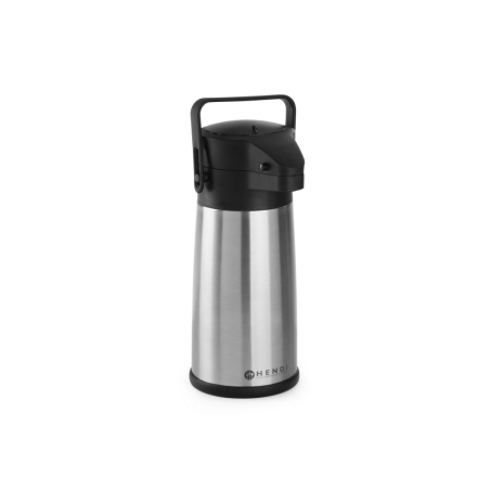 Pot &agrave; pompe isotherme en acier inoxydable 2,2L pour boissons chaudes/froides - Hendi