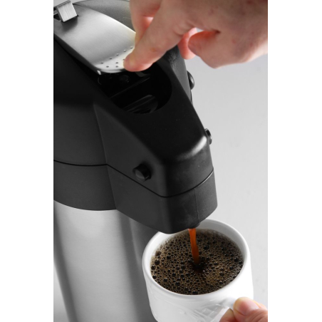 Pot &agrave; pompe isotherme 3L en acier inoxydable, id&eacute;al boissons chaudes/froides - Hendi