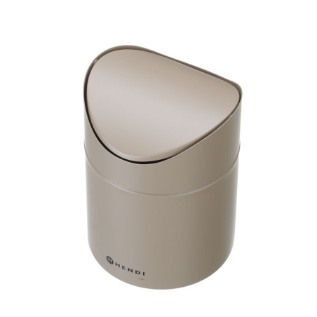 Poubelle de Table M&eacute;tal 1,2L Beige avec Couvercle Pivotant - Hendi