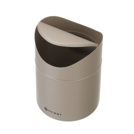 Poubelle de Table M&eacute;tal 1,2L Beige avec Couvercle Pivotant - Hendi