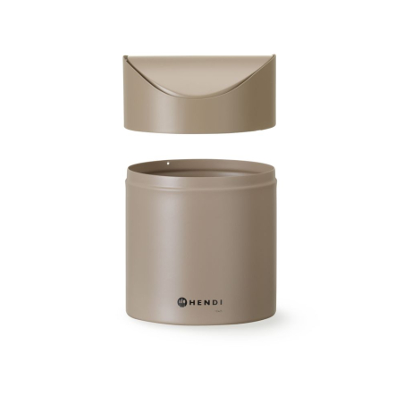 Poubelle de Table M&eacute;tal 1,2L Beige avec Couvercle Pivotant - Hendi