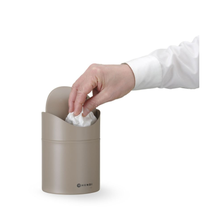 Poubelle de Table M&eacute;tal 1,2L Beige avec Couvercle Pivotant - Hendi